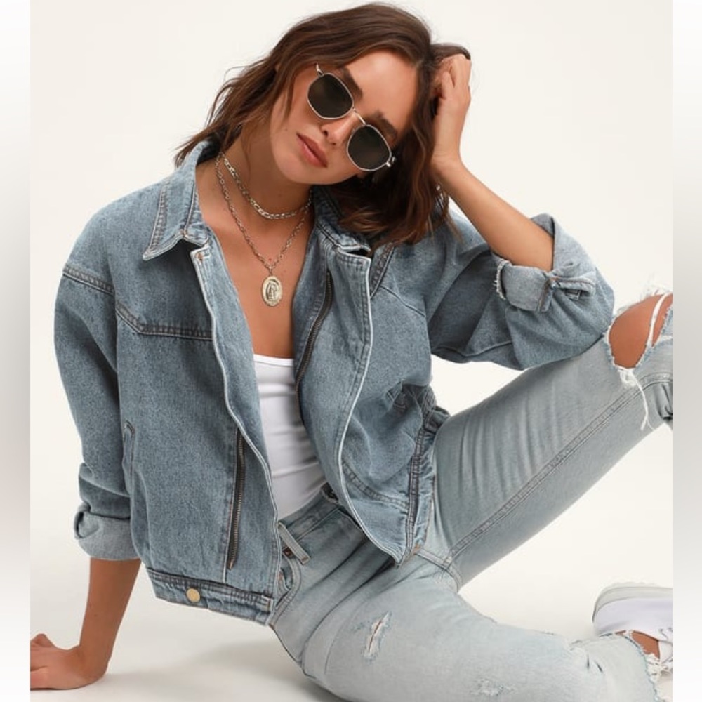 NWOT Sage the Label PYT Light Wash Denim Jacket